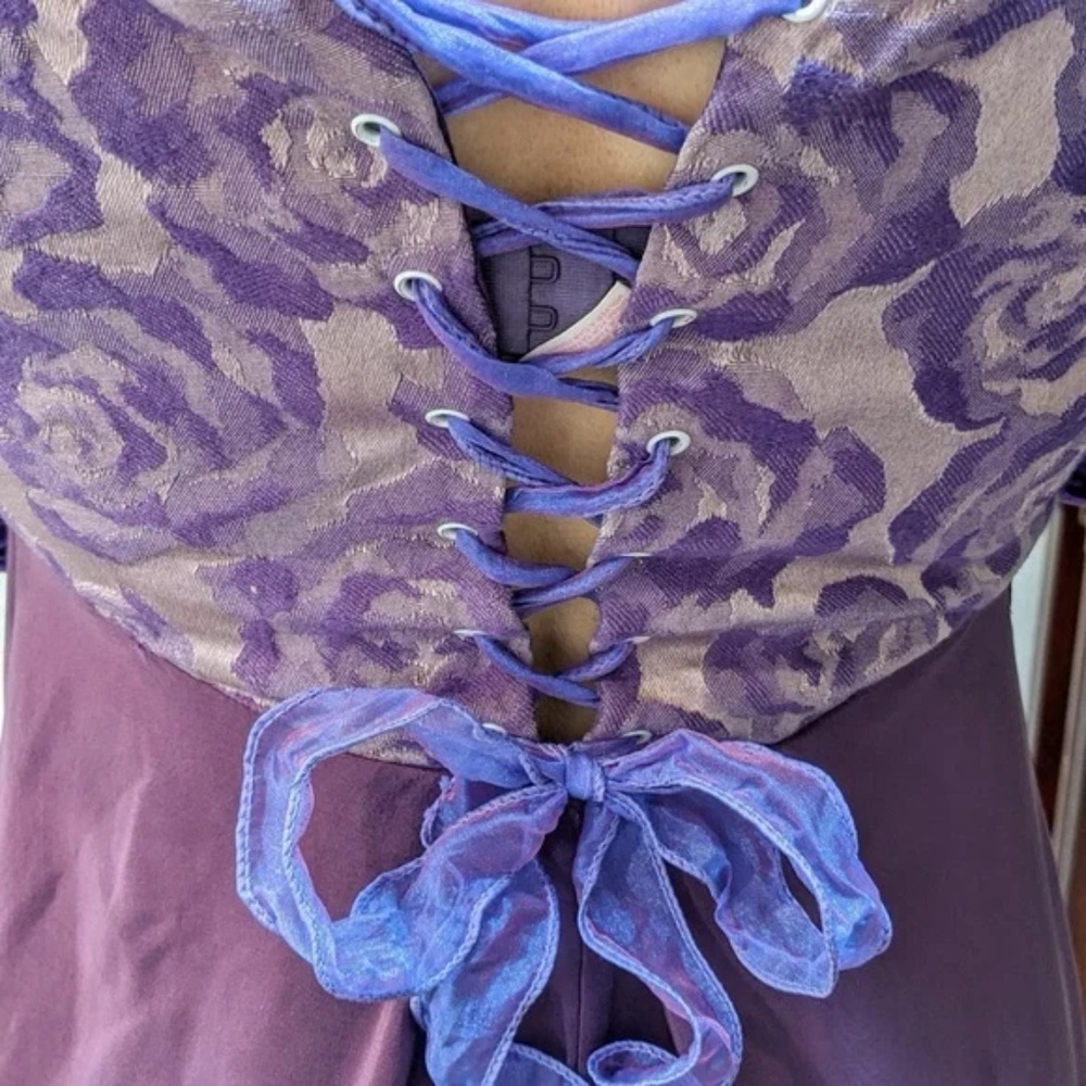 Vintage LINDA HARRIS Princess Dress Long Maxi Purple Silk Velvet - SMALL - Picture 12 of 13